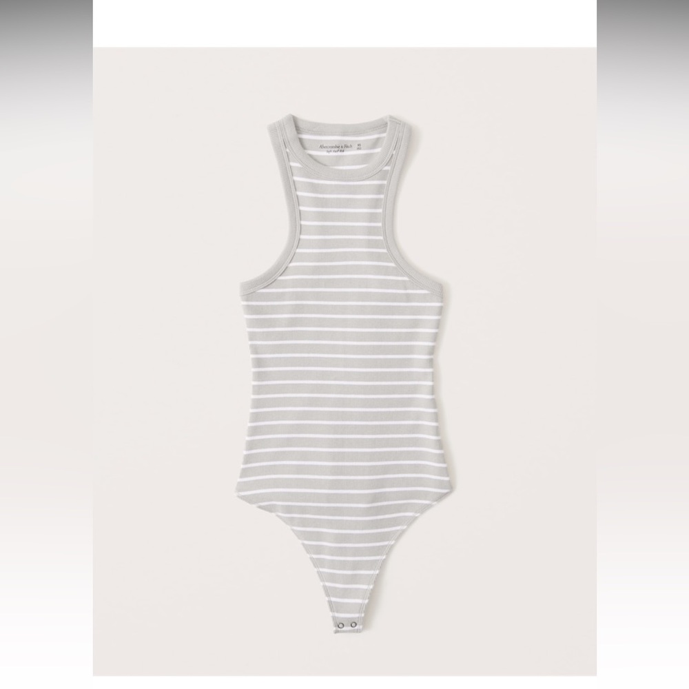 Abercrombie & Fitch Striped Ribbed Scuba Essential Bodysuit